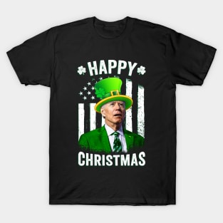 Happy Christmas Funny Leprechaun Biden St Patricks Day T-Shirt